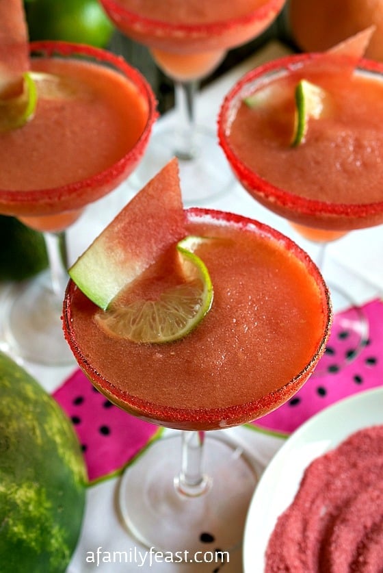 Watermelon and Pink Grapefruit Frozen Margaritas - A Family Feast