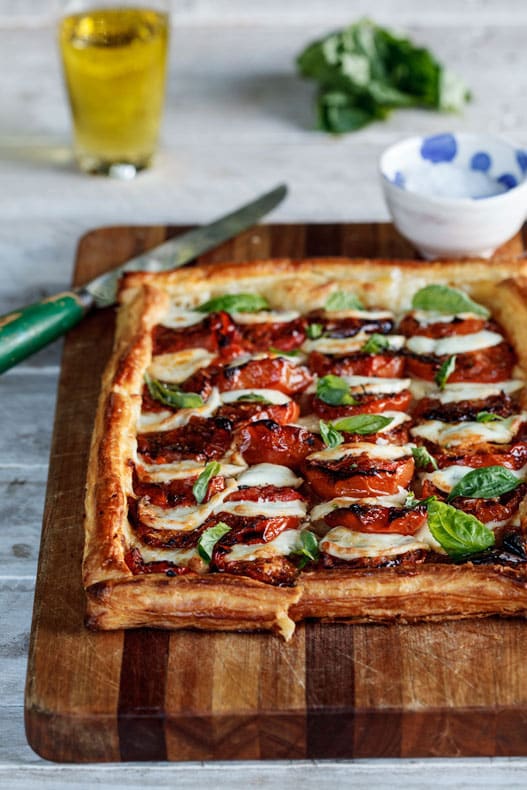 Caprese Tart with Roasted Tomatoes - 30+ Recipes for your Garden Tomatoes