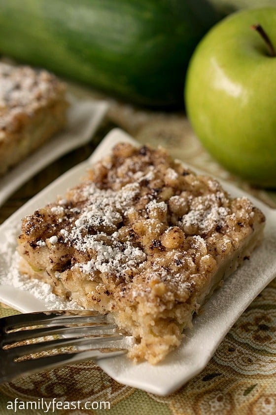 Apple Zucchini Crumb Bars - You'll never guess that there is sliced zucchini in these bars among the apples! Easy and delicious - and a great way to use up your garden zucchini!