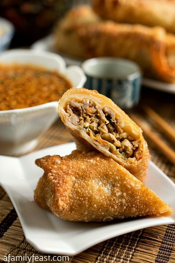 Bulgogi Egg Rolls - A delicious twist on classic egg rolls! These are filled with bulgogi - also known as Korean Beef Barbecue