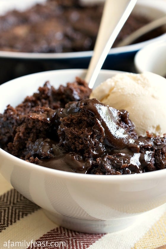 Iron Skillet Hot Fudge Pudding Cake - Biscuits & Burlap