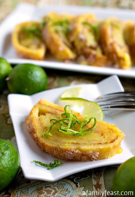 Key Lime Torte - A sweet, crumbly cake with a fantastic citrus flavor thanks to Key Lime.
