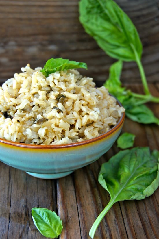 Roasted Garlic Basil Brown Rice - 30+ Remarkable Rice Recipes