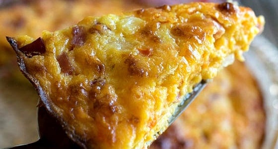 Crustless Ham and Cheddar Quiche - A Family Feast