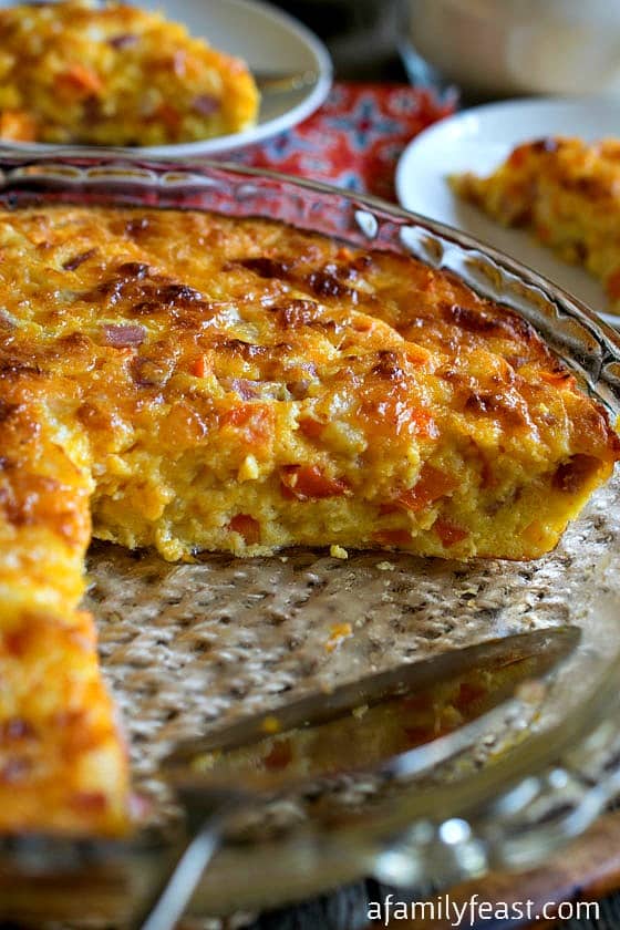 Crustless Ham and Cheddar Quiche - A Family Feast