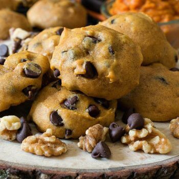 Soft Pumpkin Chocolate Chip Cookies - Lightly sweet pumpkin cookies full of chocolate chips and walnuts. So good!