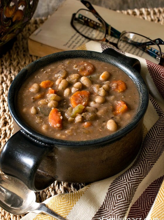 Slow Cooker Tuscan White Bean Soup - A Family Feast