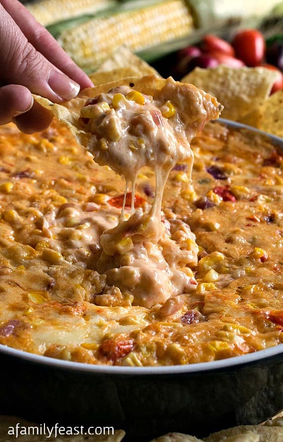 Southwestern Cheesy Corn Dip - A Family Feast