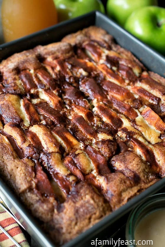 New England Apple Cider Cake - A simple, moist and delicious cake with a decadent, creamy apple cider glaze. A perfect fall dessert!