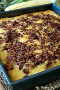 Bacon Topped Cornbread - A Family Feast