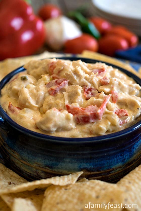 Creamy Chicken Queso Dip - A Family Feast