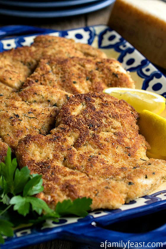 Parmesan Chicken Cutlets - A light Parmesan and breadcrumb coating for boneless, skinless chicken breast. This recipe is fantastic!