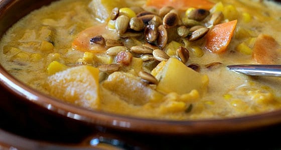 Pumpkin Corn Chowder - A Family Feast
