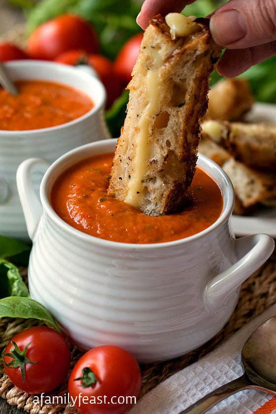 A classic, hearty Tomato Soup recipe that everyone should have in their recipe collection! Uses fresh or canned plum tomatoes. Super delicious!