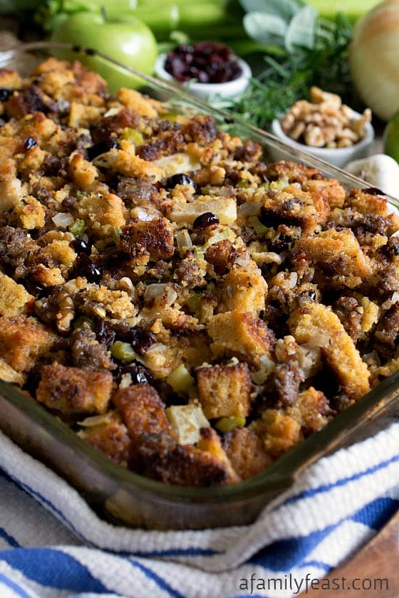 Cornbread and Sausage Stuffing - This is the delicious recipe we make every year at Thanksgiving! 