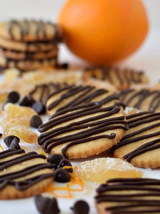 Orange and Ginger Cookies with Chocolate Drizzle - A Family Feast