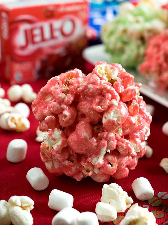 Festive JELL-O Popcorn Balls - A Family Feast