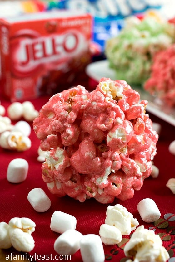 Festive JELL-O Popcorn Balls - A Family Feast