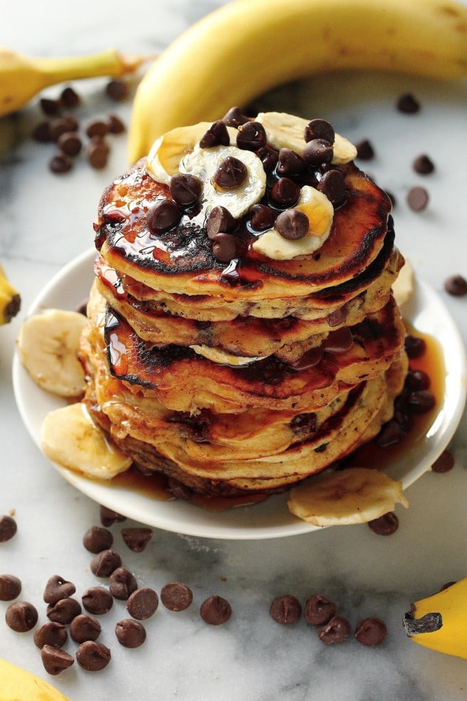 Malted Chocolate Chip Banana Pancakes - 30+ Recipes for Malted Milk Lovers