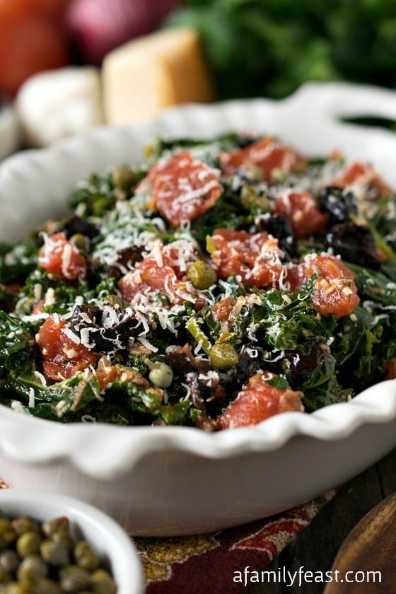 Kale Puttanesca - A simple, fresh and zesty way to enjoy cooked kale! The flavors are fantastic!
