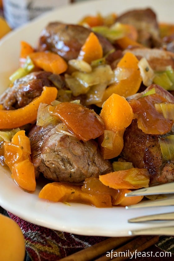 Pork Tenderloin Tips with Apricot Sauce - A fantastic restaurant-quality dinner can be on the table in 30 minutes! 