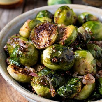 Oven Roasted Brussels Sprouts with Mustard and Shallots - A Family Feast