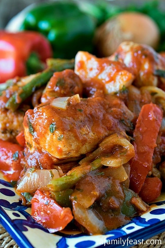 Chicken Cacciatore - A classic family recipe with tender chicken, peppers and homemade sauce.