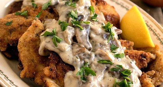 Chicken Escalope with Mushroom Sauce - A Family Feast