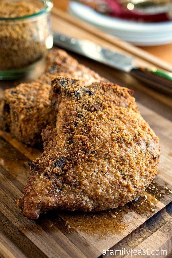 These Crumb-Crusted Pork Chops are super flavorful and a close homemade copycat recipe to Shake 'n Bake!