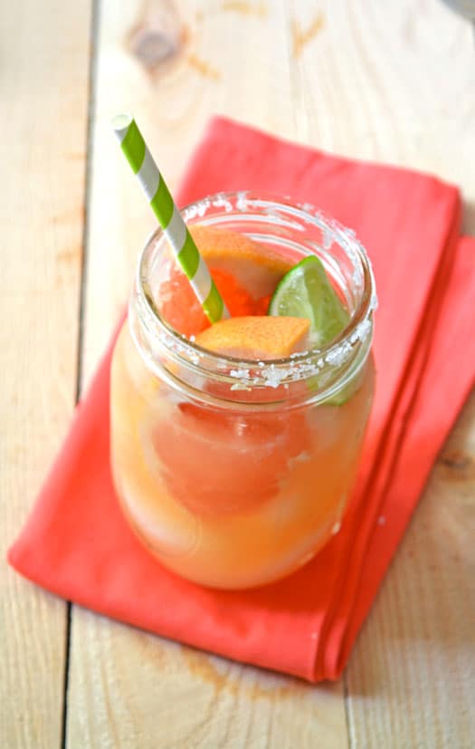 This chipotle grapefruit margarita is one of over 30 refreshing margarita recipes in a collection on afamilyfeast.com