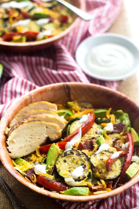 This Fajita Chicken Salad from Food Faith Fitness is just one of over 20 delicious chicken salad recipes on A Family Feast