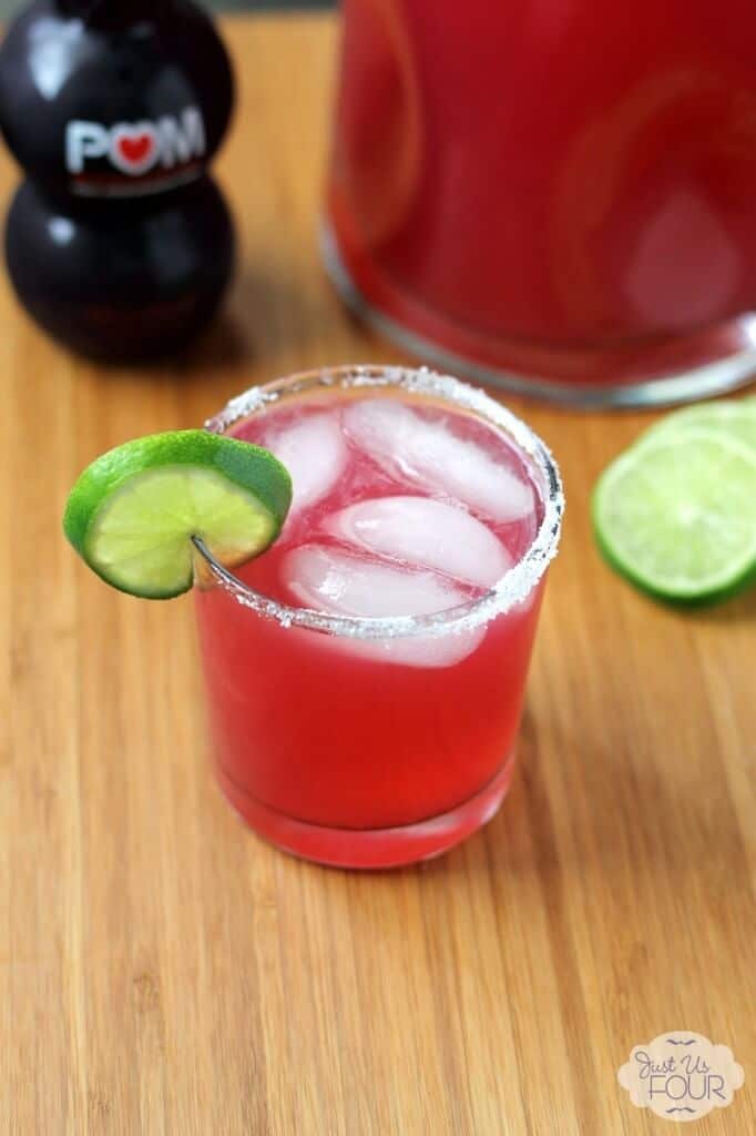 This 3-ingredient pomegranate margarita is one of over 30 refreshing margarita recipes in a collection on afamilyfeast.com