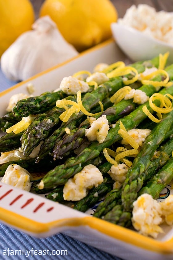 Asparagus with Lemon and Feta - A super simple and flavorful side dish that takes just minutes to prepare!