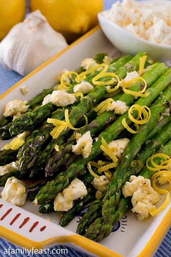 Asparagus with Lemon and Feta - A super simple and flavorful side dish that takes just minutes to prepare!