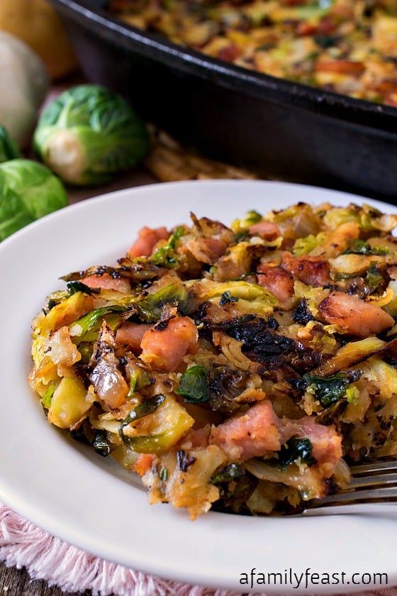 Bubble and Squeak with Ham - A delicious version of the traditional English dish. A great way to cook with leftovers from a holiday meal!