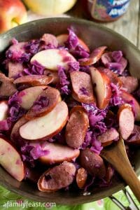 Kielbasa and Red Cabbage Skillet with Apples - A Family Feast