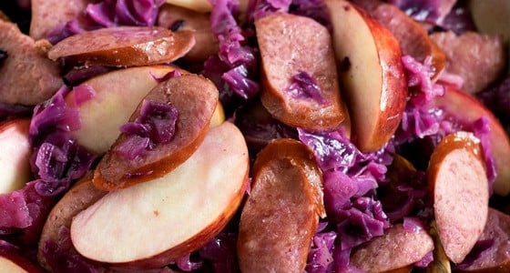 Kielbasa and Red Cabbage Skillet with Apples - A Family Feast