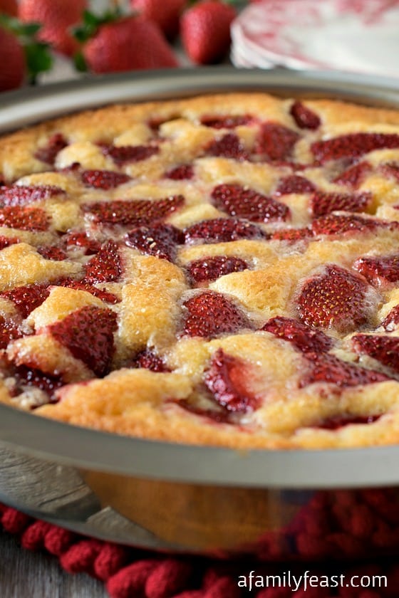 Strawberry Torte - A simple dessert made with fresh strawberries (or other fruit of your choice). This has the most amazing flavor thanks to a secret ingredient!