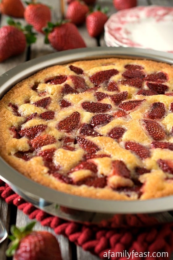 Strawberry Torte - A simple dessert made with fresh strawberries (or other fruit of your choice). This has the most amazing flavor thanks to a secret ingredient!