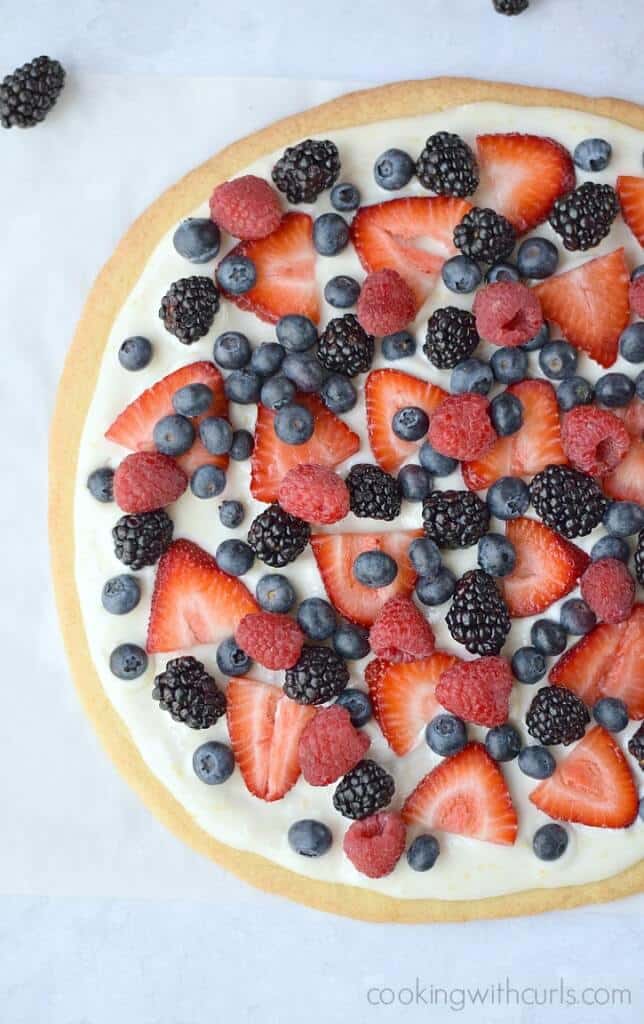 Fresh Berries Cookie Pizza - One of over 25 patriotic holiday recipes to help you celebrate Memorial Day, 4th of July, Flag Day, or any day!