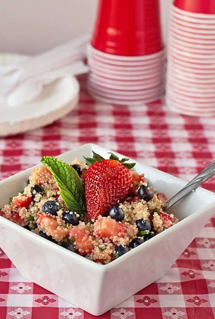Patriotic Quinoa Salad - One of over 25 patriotic holiday recipes to help you celebrate Memorial Day, 4th of July, Flag Day, or any day!