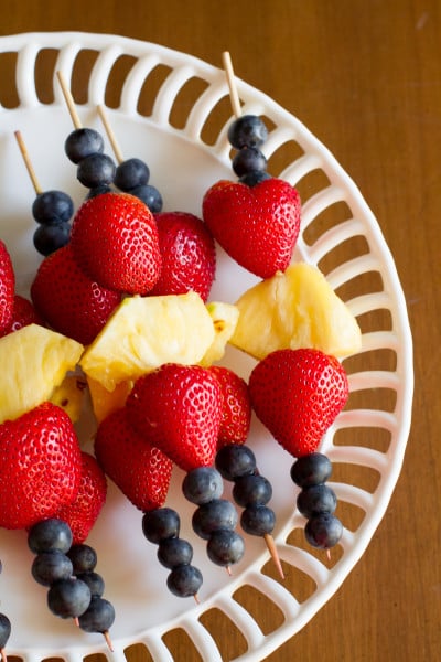 Patriotic Fruit Kebabs - One of over 25 patriotic holiday recipes to help you celebrate Memorial Day, 4th of July, Flag Day, or any day!