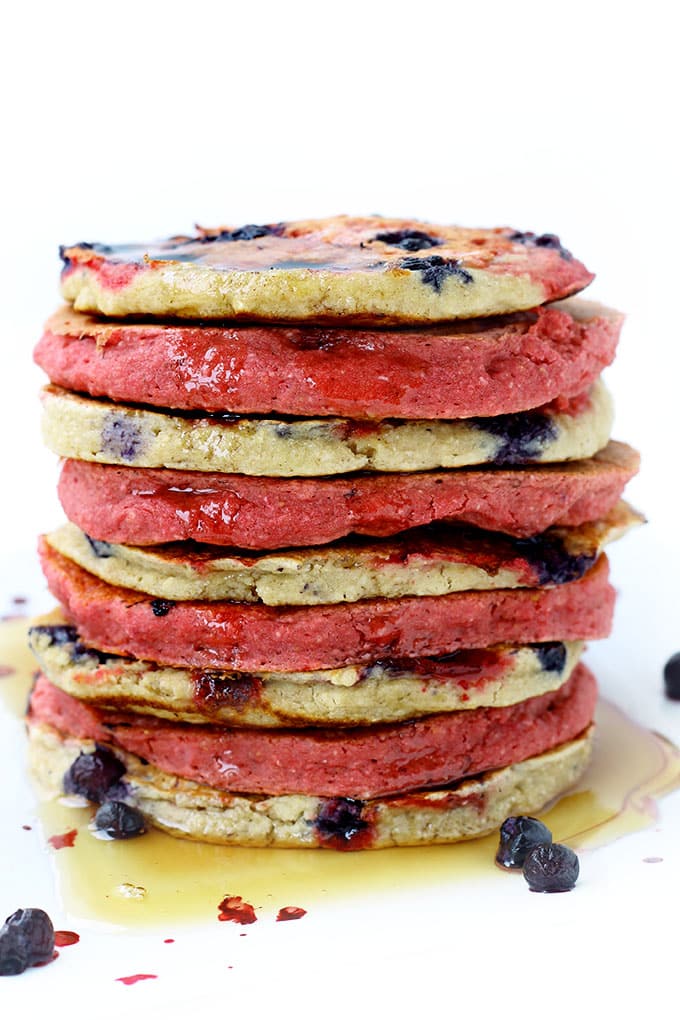 Red White and Blueberry Pancakes - One of over 25 patriotic holiday recipes to help you celebrate Memorial Day, 4th of July, Flag Day, or any day!