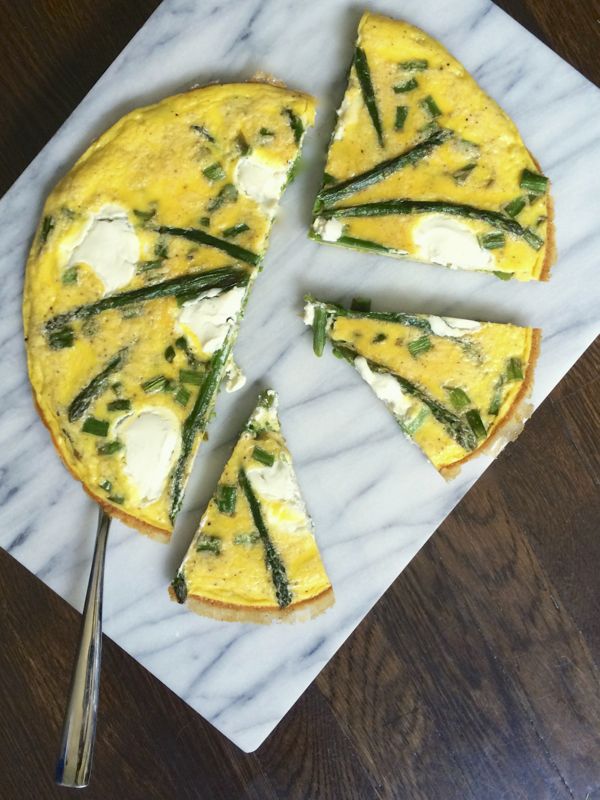 Roasted Asparagus and Goat Cheese Frittata - One of over 30 Amazing Asparagus Recipes to give you cooking inspiration this Spring! See the collection on A Family Feast