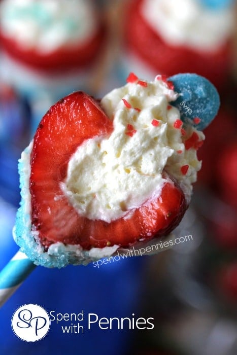 Stuffed Strawberry Pops - One of over 25 patriotic holiday recipes to help you celebrate Memorial Day, 4th of July, Flag Day, or any day!