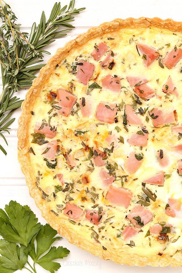 Ham and Cheddar Herb Quiche - One of over 30 beautiful brunch recipes for Mother's Day, or any special occasion! The collection includes main dishes, appetizers, drinks, and desserts. | A Family Feast