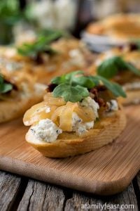 Onion Jam Crostini with Herbed Goat Cheese - A Family Feast