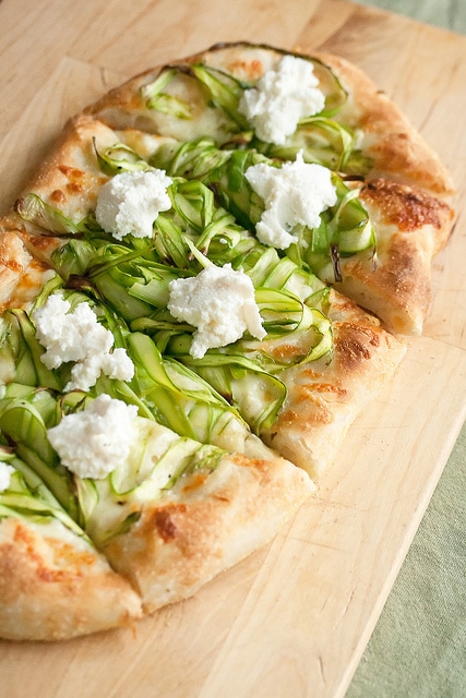 Shaved Asparagus Flatbread - One of over 30 Amazing Asparagus Recipes to give you cooking inspiration this Spring! See the collection on A Family Feast