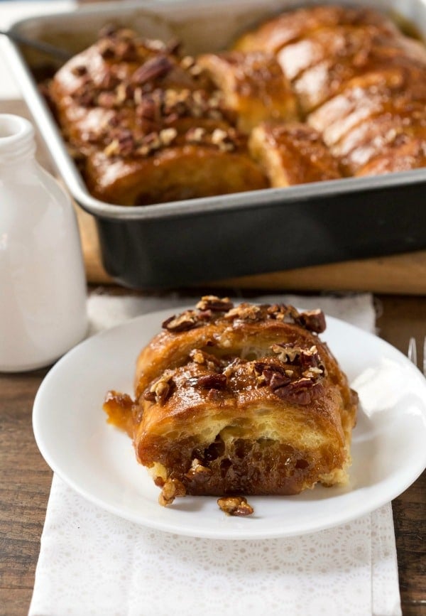 Overnight Sticky Bun French Toast - One of over 30 beautiful brunch recipes for Mother's Day, or any special occasion! The collection includes main dishes, appetizers, drinks, and desserts. | A Family Feast