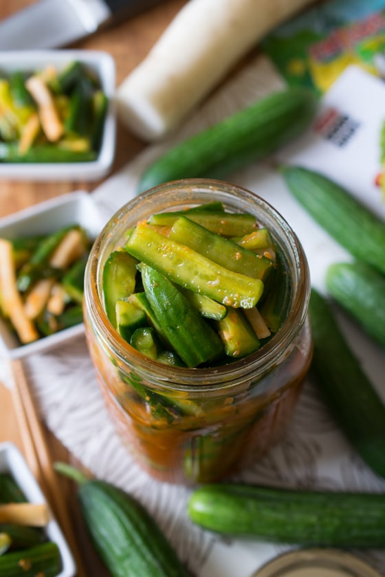 Korean-Style Marinated Cucumbers - Fresh and fantastic! These easy marinated cucumbers have a sweet heat. 